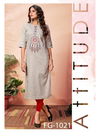 Grey Colour Pure Khadi Cotton Hand Work FG Krisha Vol-8 Casual Wear Kurtis 1021